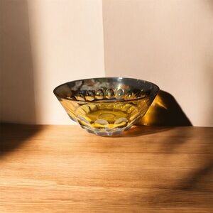 Vintage Hazel Atlas Amber Thumbprint Design 10 inch Diameter Bowl